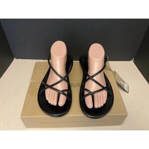 New! Womens Olukai Waiau Black Leather Strappy Slip On Sandals. Size 9. Awesome!